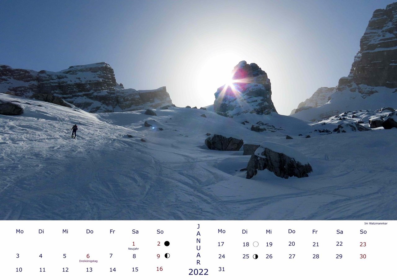 Bergbilder Kalender für 2022 Januar