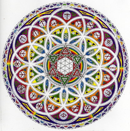 Mandala mit Lebensblumen Strukur und Runen