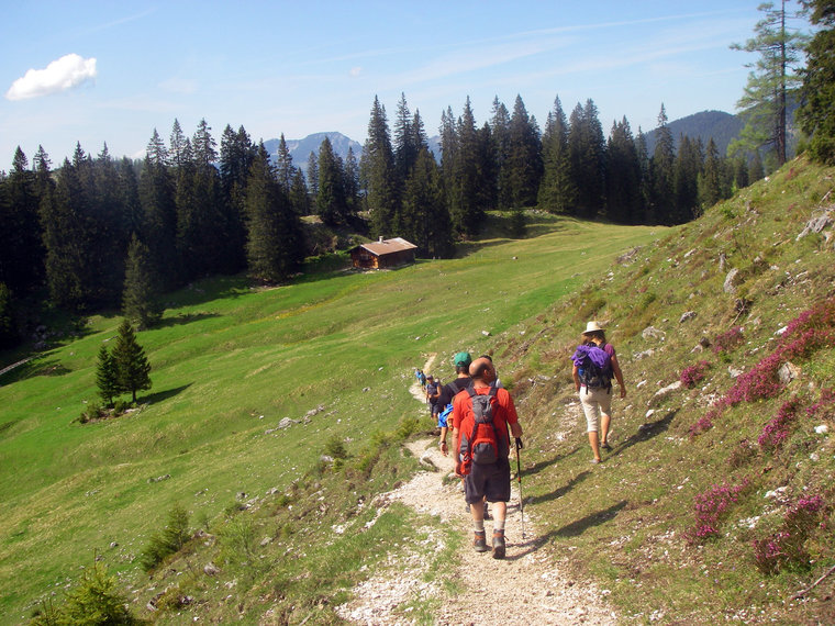 Wanderer auf einer Alm im Lattengebirge